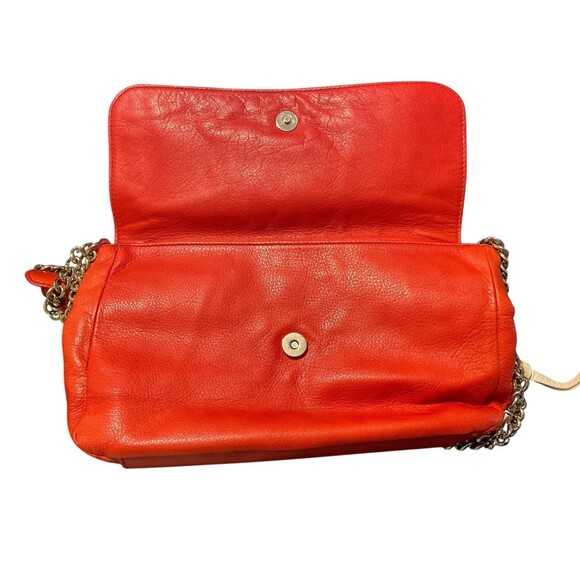 Coccinelle Shoulder Bag Red/Beige Crossbody Chain Strap Read Zip Pocket - Picture 9 of 13